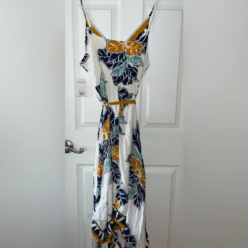 Nine West Asymmetrical Belted Dress in Blue and Yellow XL NWT - Picture 4 of 7